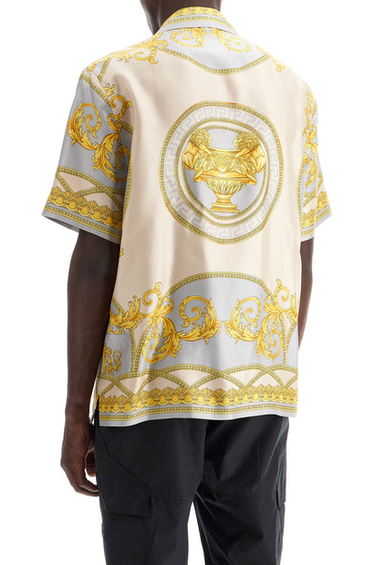 'printed Silk Bowling Shirt From The Gods' Collection  - Grigio