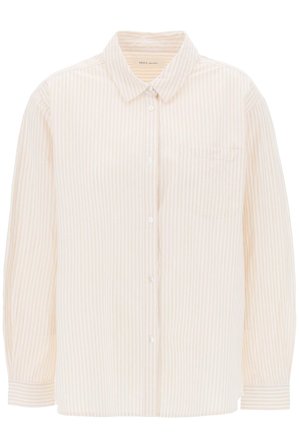 Striped Oversized Shirt  - Beige