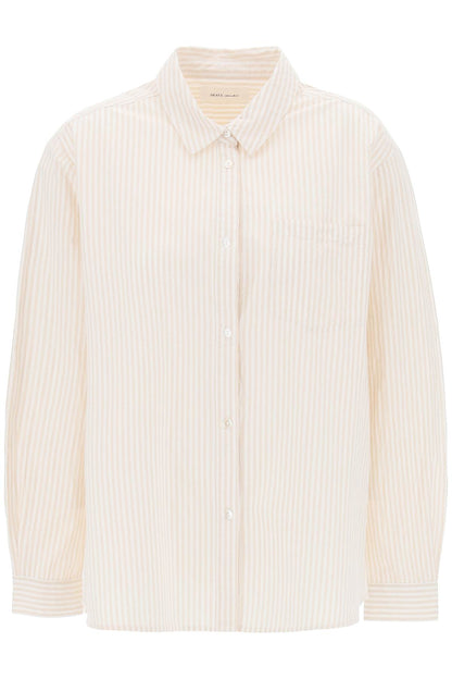 Striped Oversized Shirt  - Beige