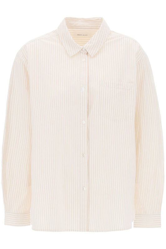 Striped Oversized Shirt  - Beige