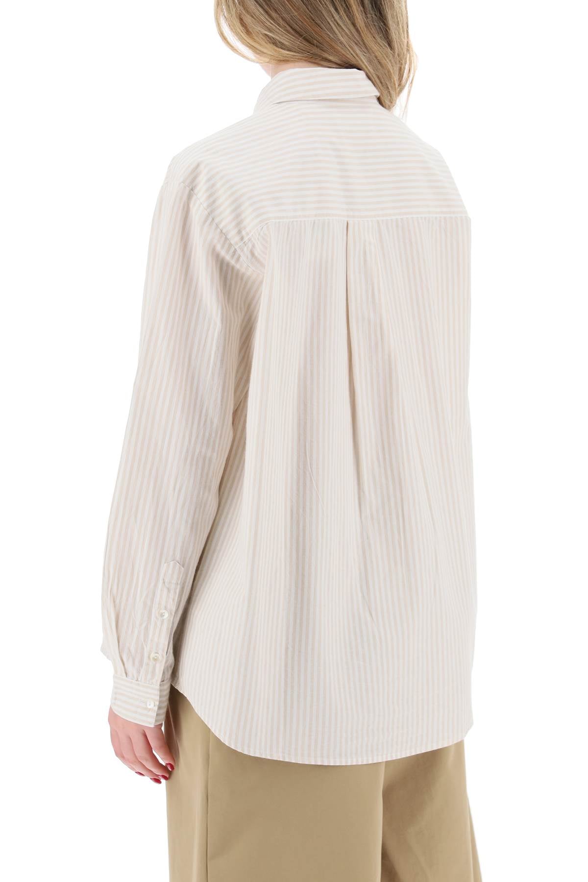 Striped Oversized Shirt  - Beige