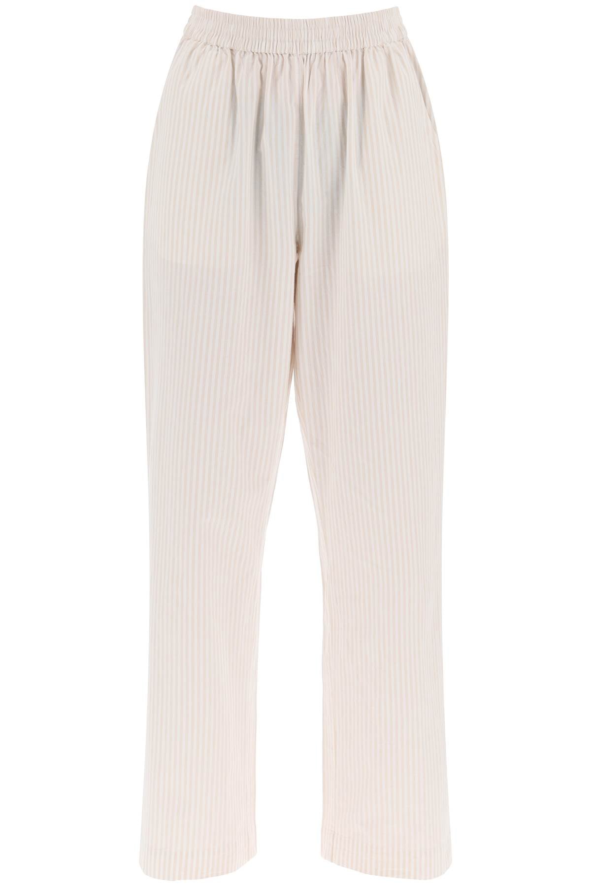 "organic Cotton Striped Claudia Pants"  - Beige