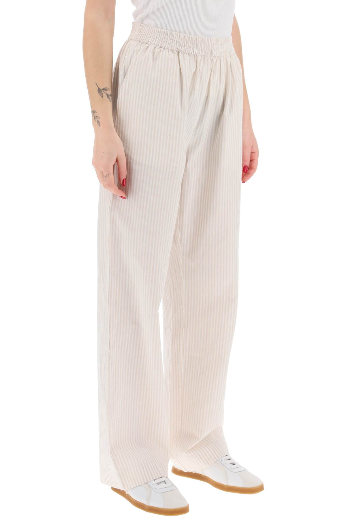 "organic Cotton Striped Claudia Pants"  - Beige