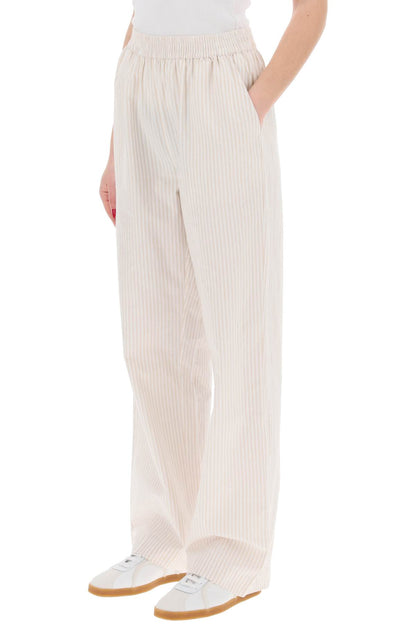 "organic Cotton Striped Claudia Pants"  - Beige