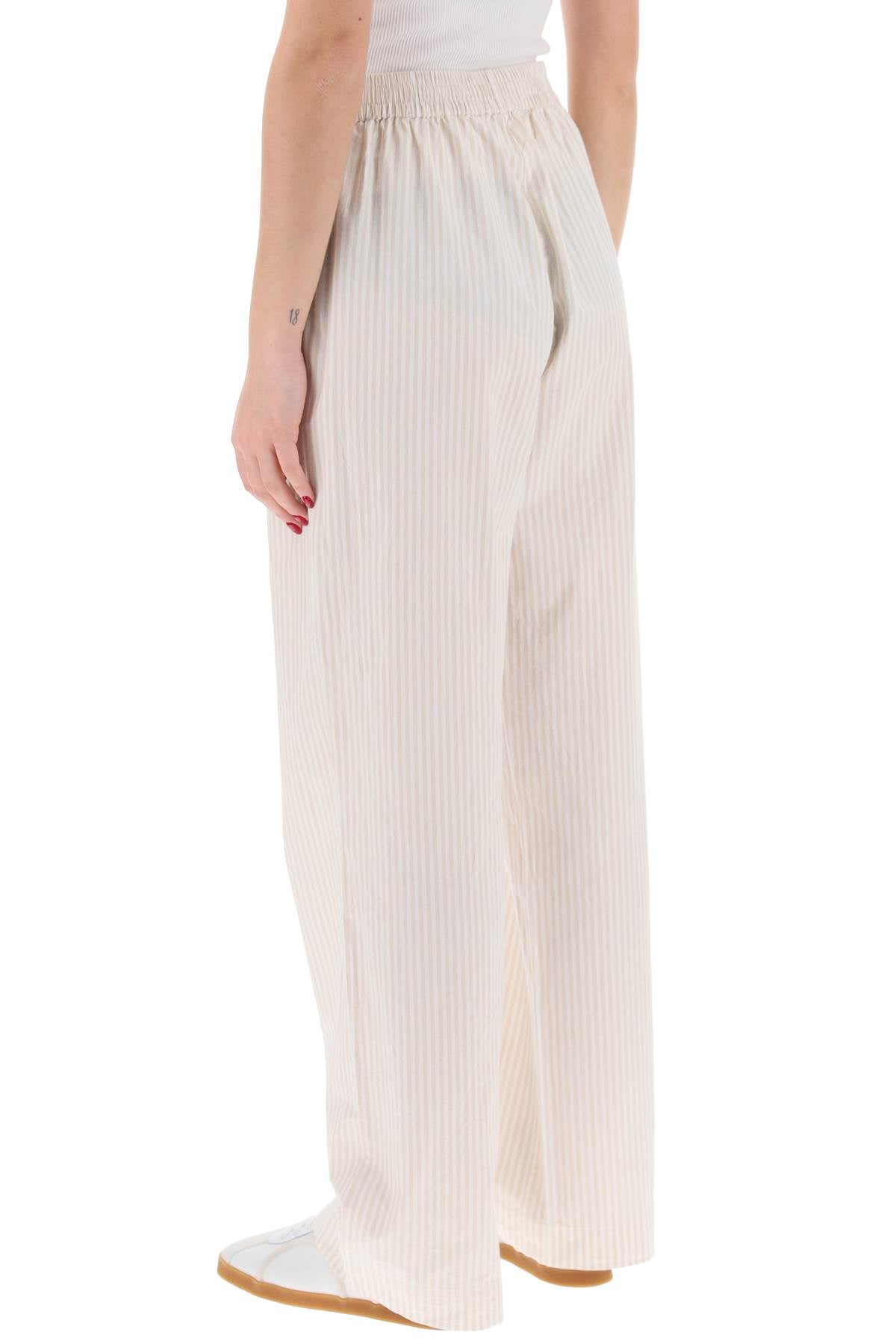 "organic Cotton Striped Claudia Pants"  - Beige