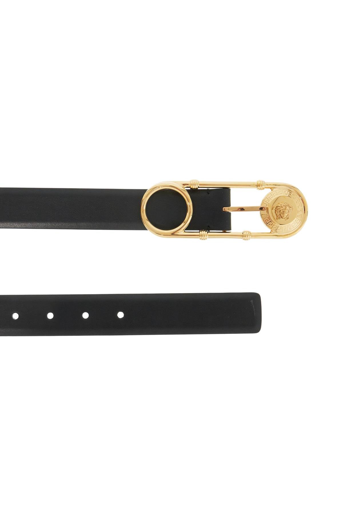 Leather Safety Pin Belt  - Black