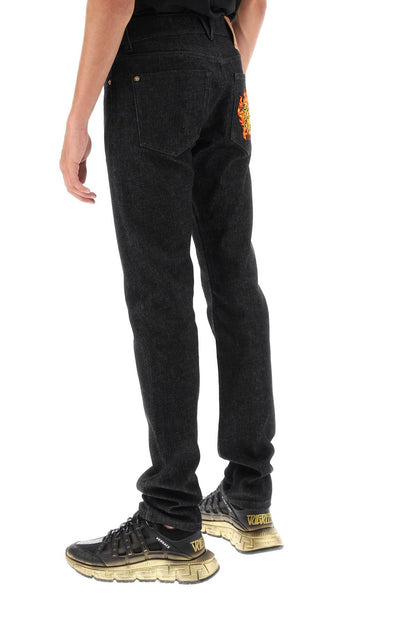 Medusa Flame Jeans  - Nero