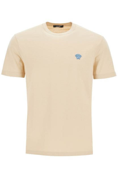 Medusa Embroidered T-shirt  - Beige