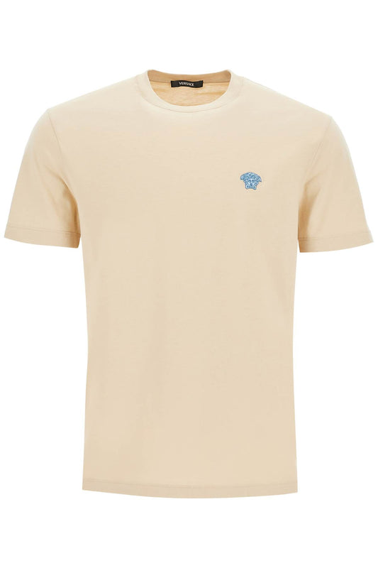 Medusa Embroidered T-shirt  - Beige