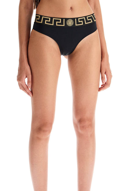 Bikini Bottom With Greek Border  - Black