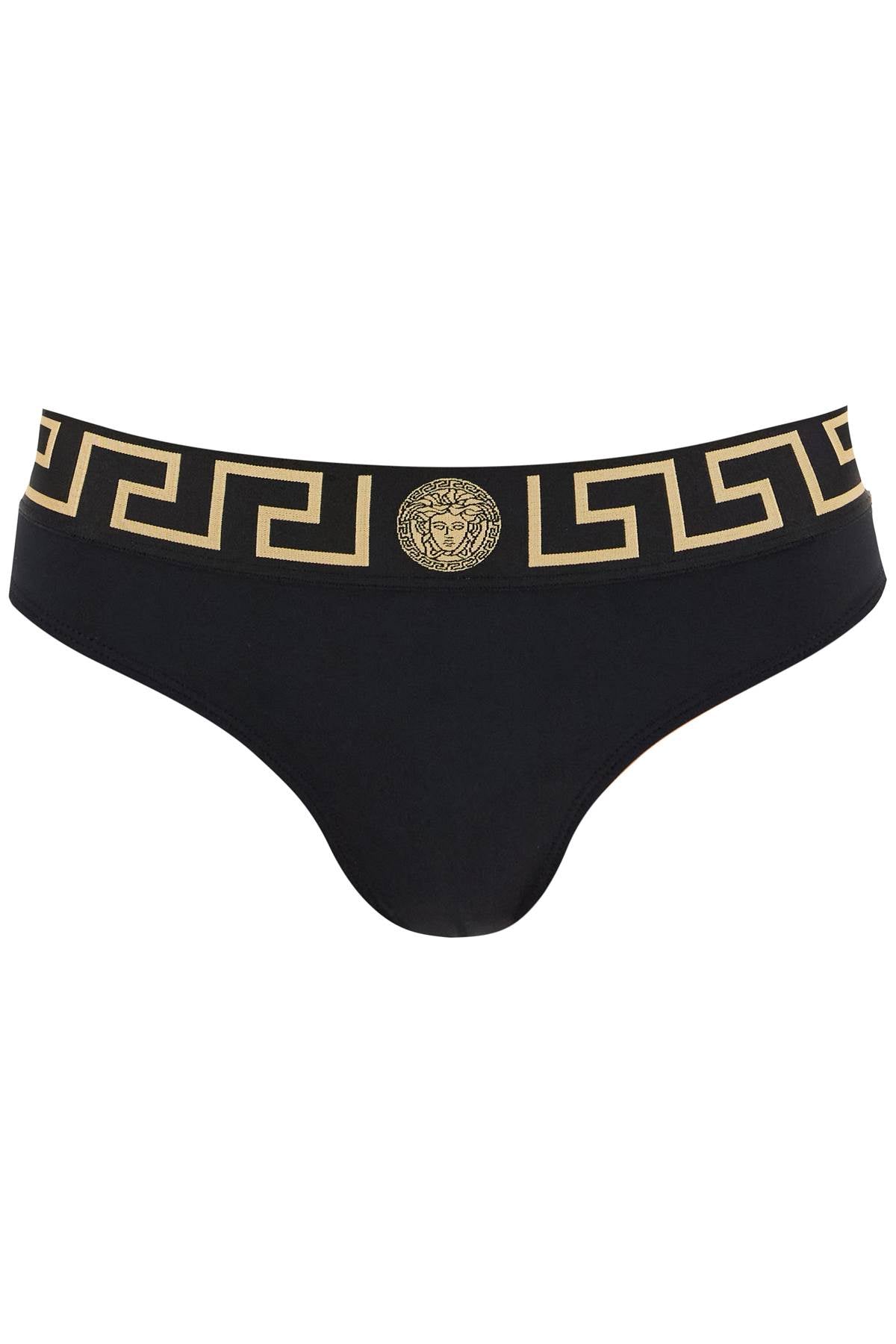 Bikini Bottom With Greek Border  - Black