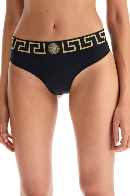 Bikini Bottom With Greek Border  - Black