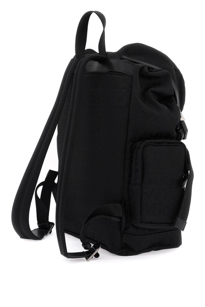 Versace Allover Neo Nylon Backpack  - Black