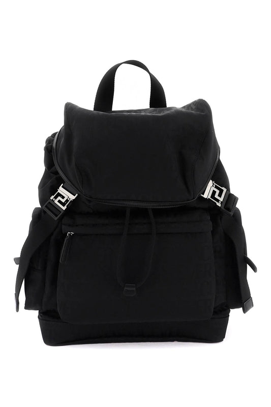 Versace Allover Neo Nylon Backpack  - Black