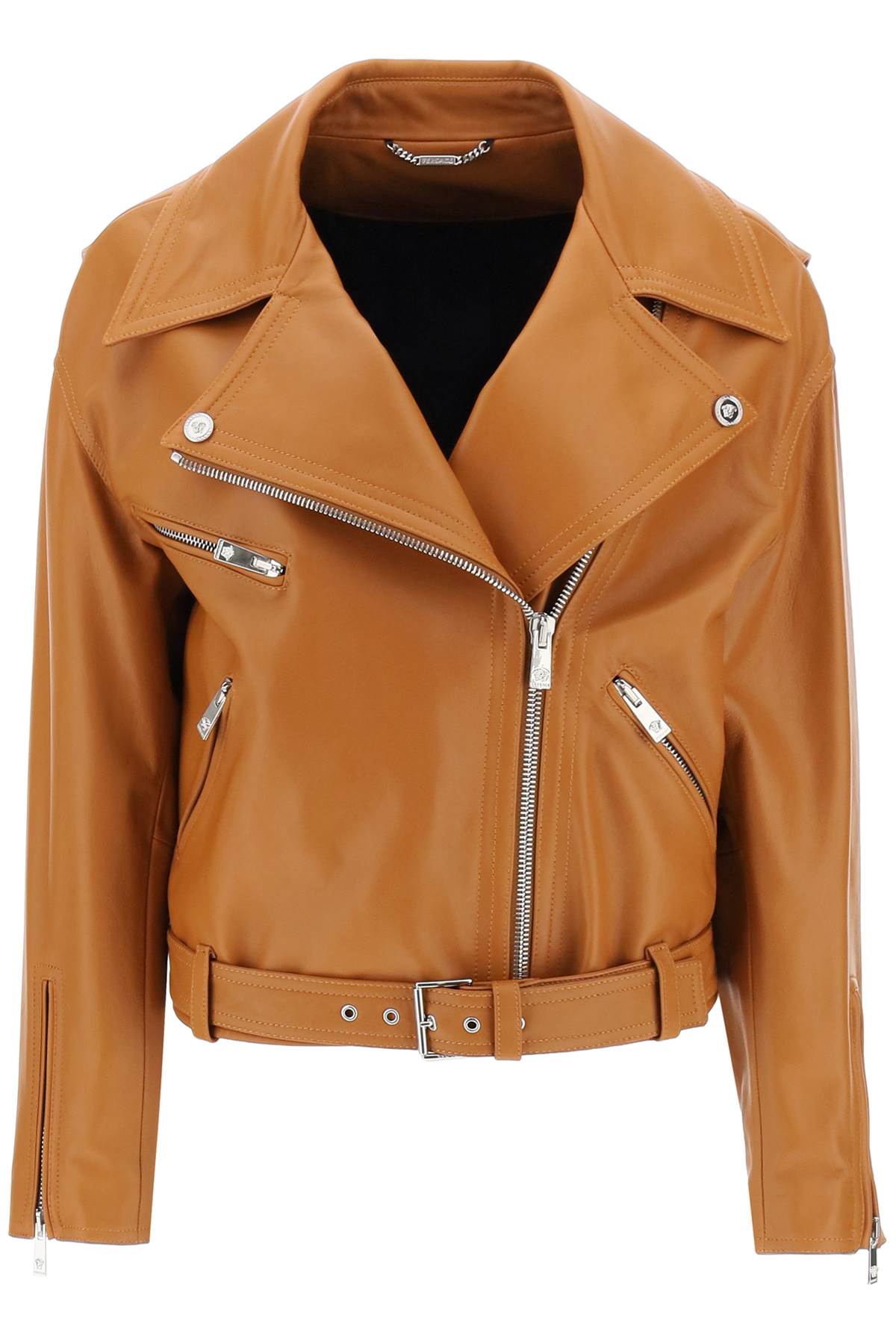 Biker Jacket In Leather  - Marrone