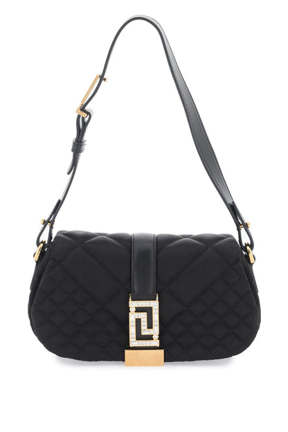 Greca Goddess Satin Mini Bag  - Black