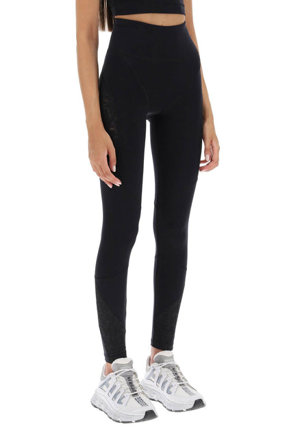 Sports Leggings With Lettering  - Black