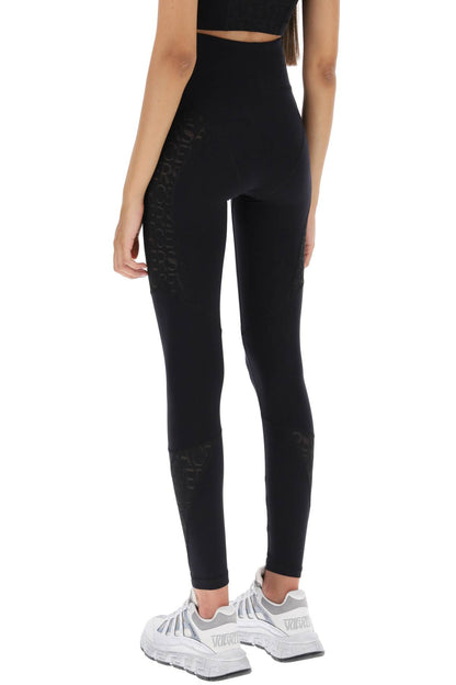 Sports Leggings With Lettering  - Black