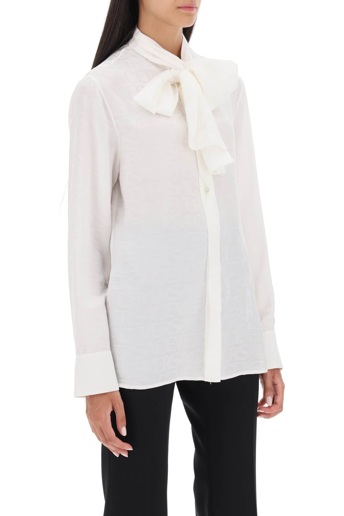 'versace Allover' Lavallière Shirt  - White