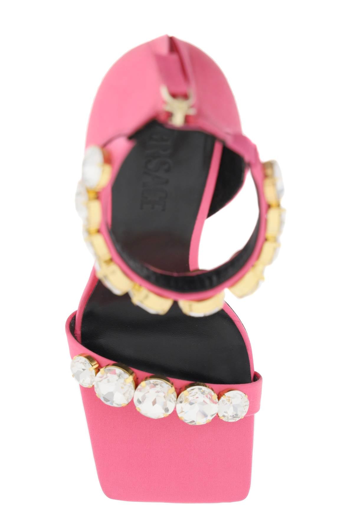 Satin Sandals With Crystals  - Pink