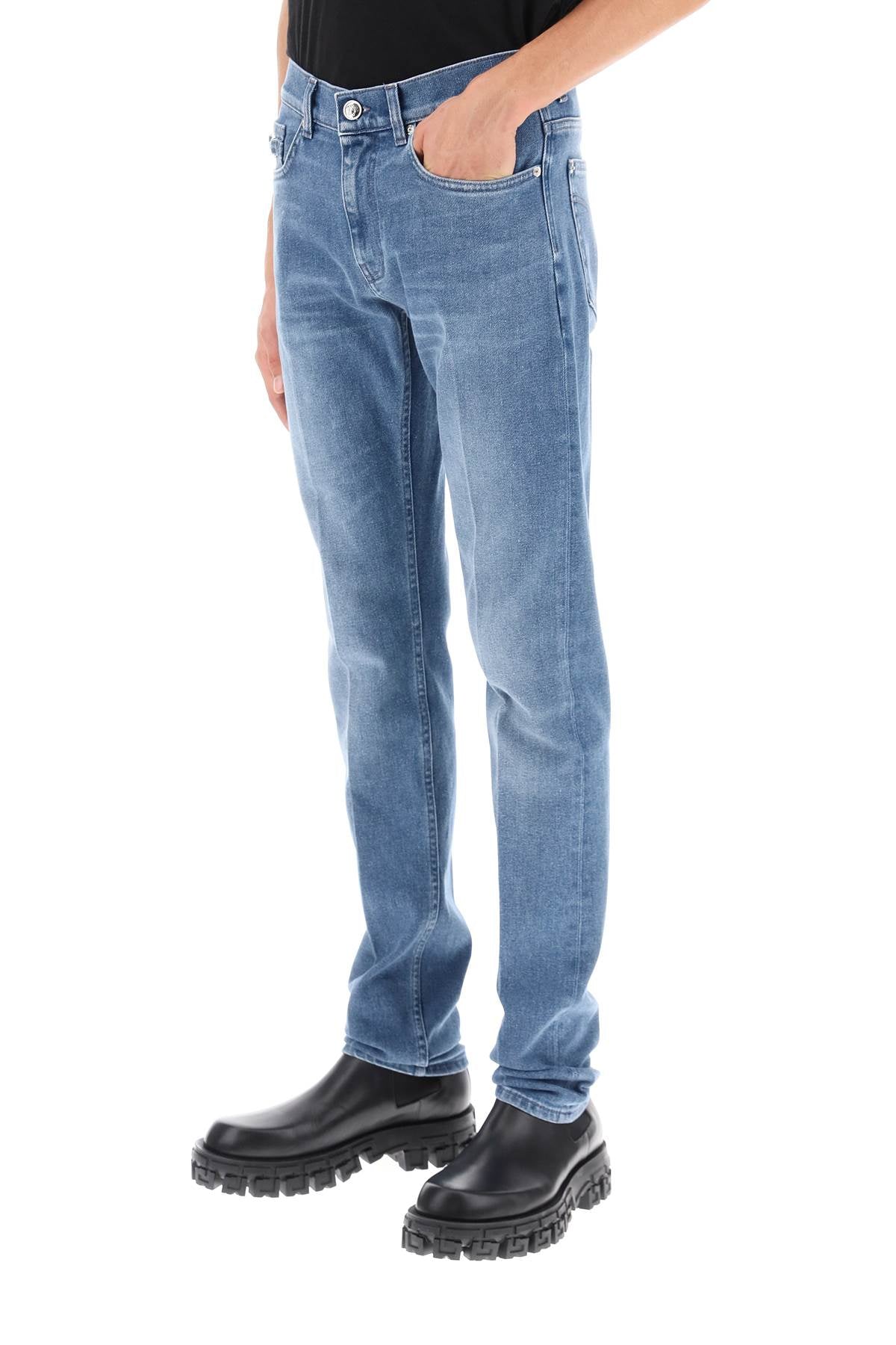 Stretch Denim Slim Fit Jeans  - Light Blue