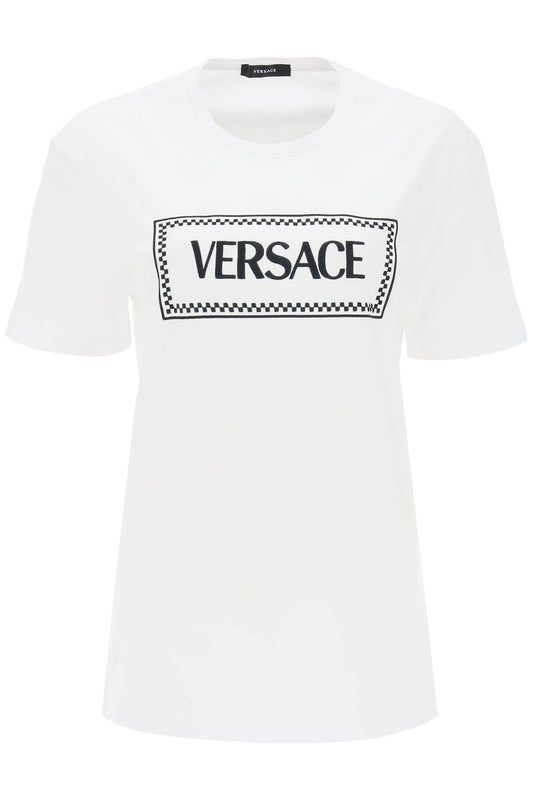 T-shirt With Logo Embroidery  - Bianco