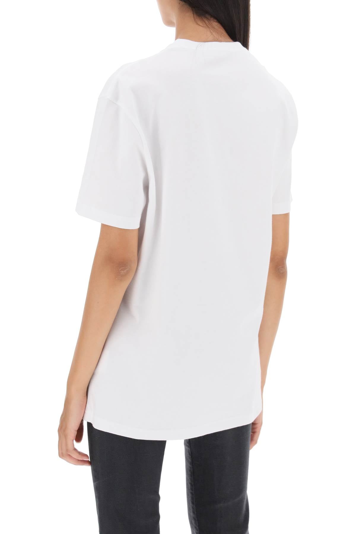 T-shirt With Logo Embroidery  - Bianco