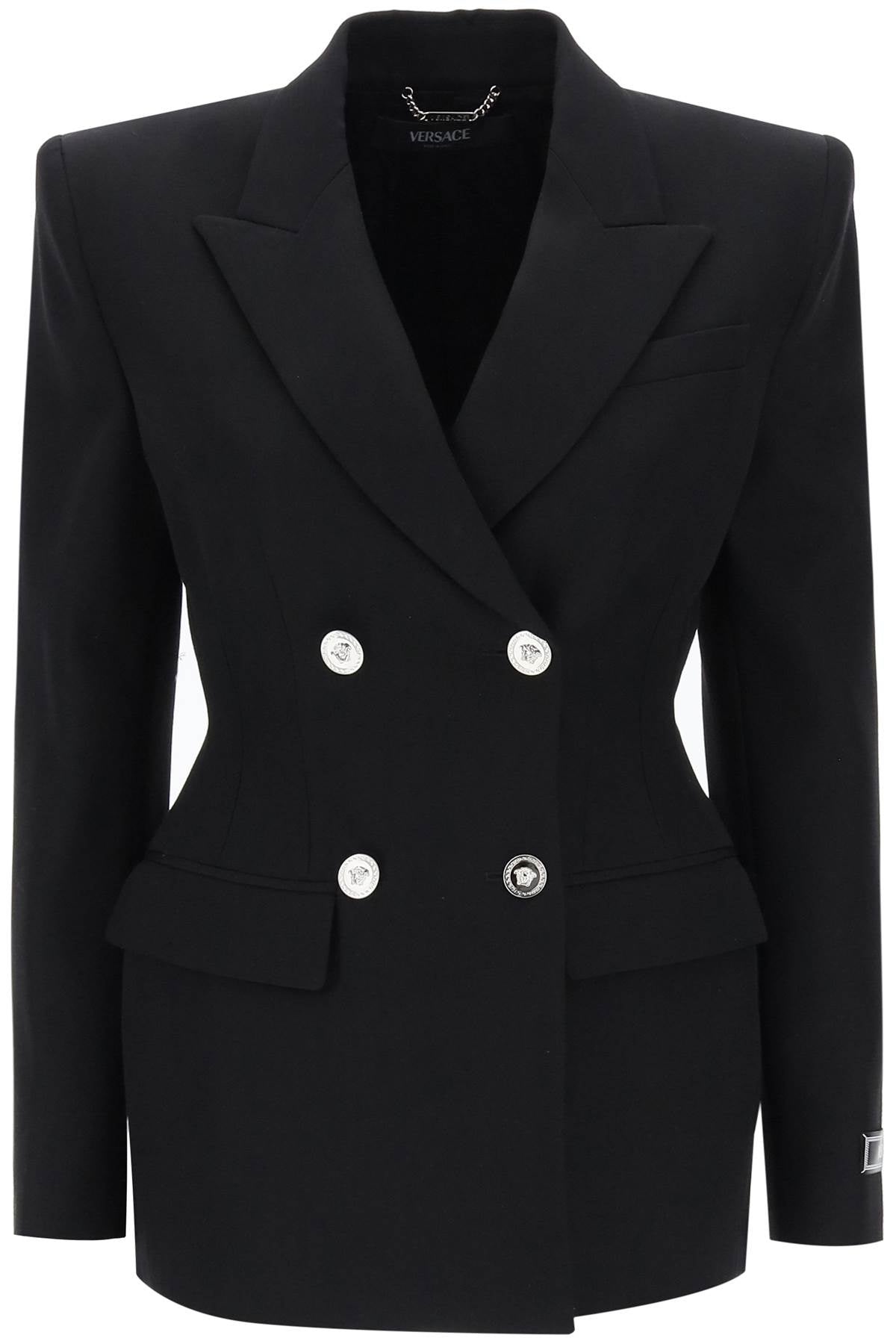 Hourglass Double-breasted Blazer  - Black