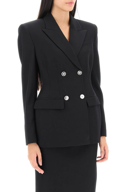 Hourglass Double-breasted Blazer  - Black