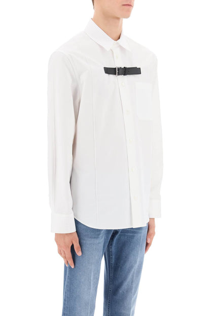 Leather Strap Shirt  - White