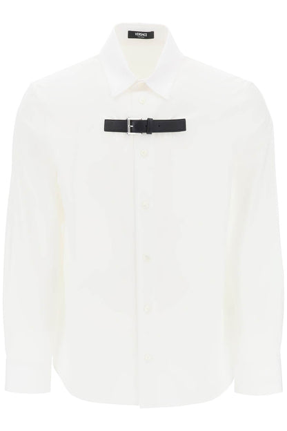 Leather Strap Shirt  - White