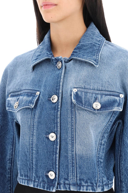 Cropped Denim Jacket  - Blue