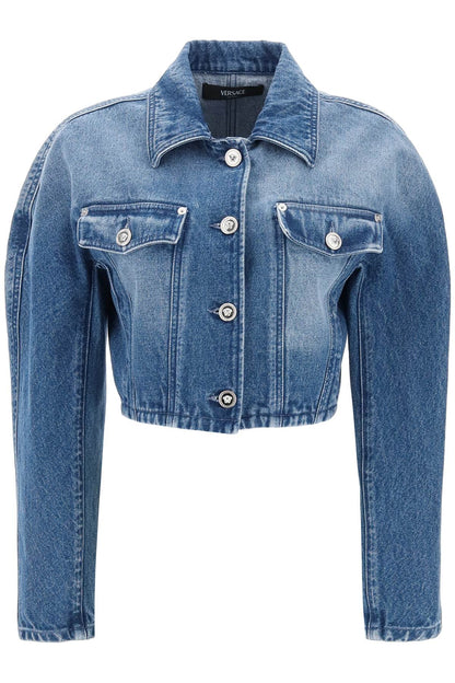 Cropped Denim Jacket  - Blue