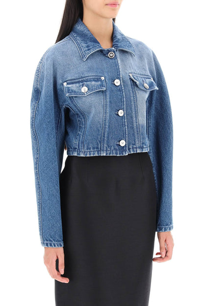 Cropped Denim Jacket  - Blue