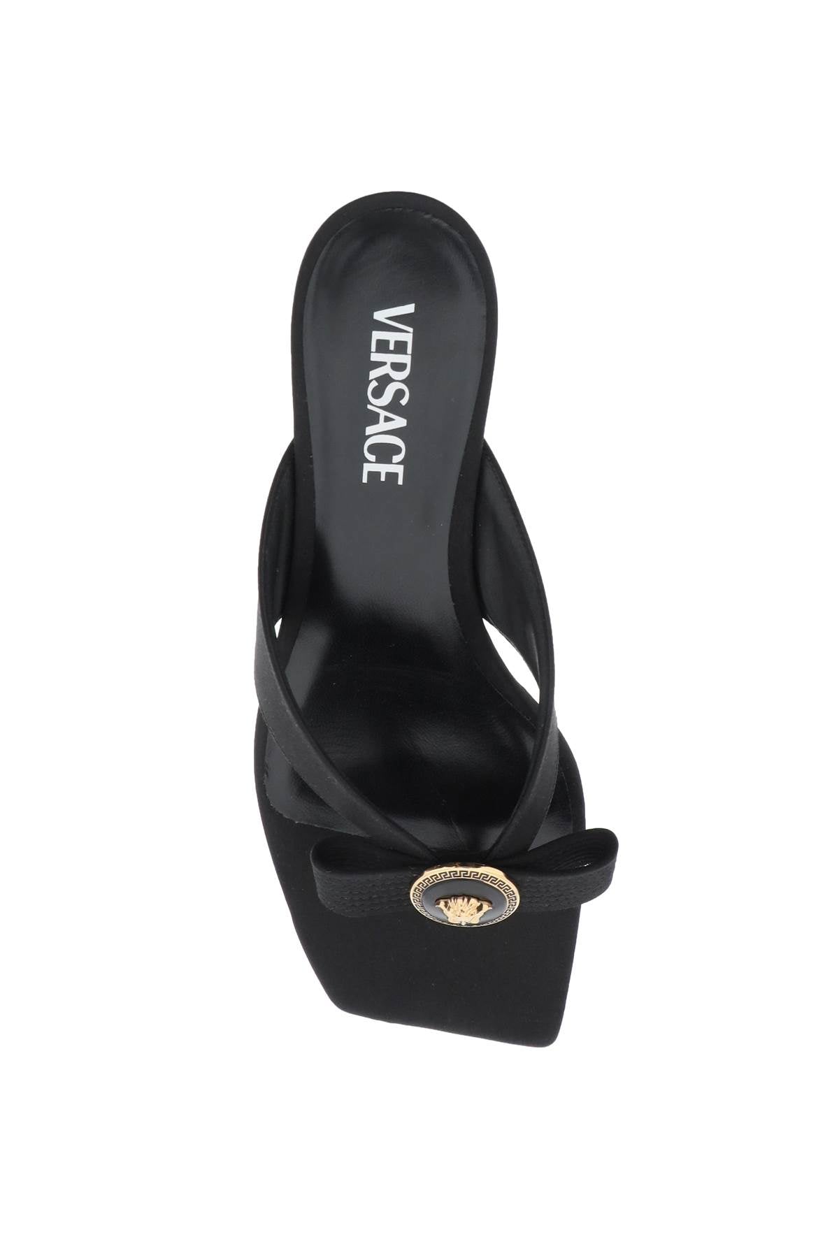 Gianni Ribbon Thong Mules  - Black