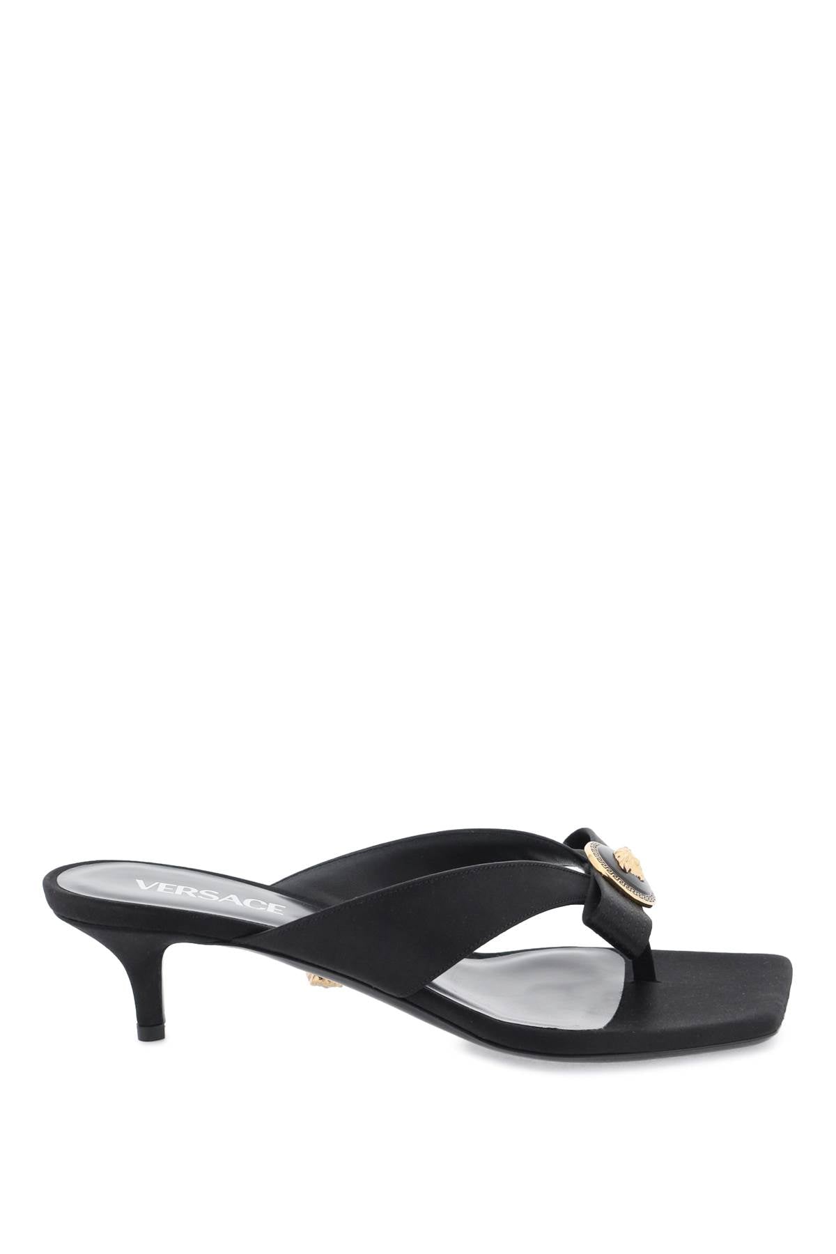 Gianni Ribbon Thong Mules  - Black