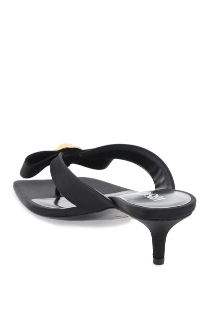 Gianni Ribbon Thong Mules  - Black