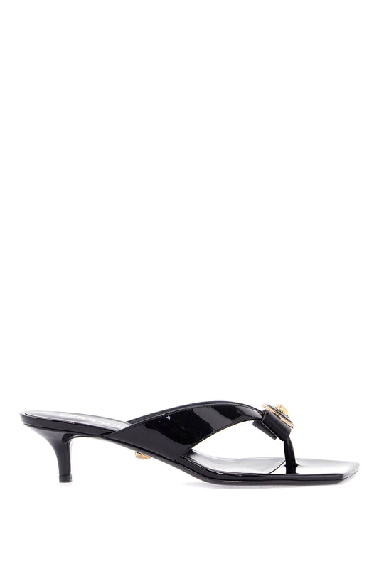 Gianni Ribbon Thong Mules  - Black