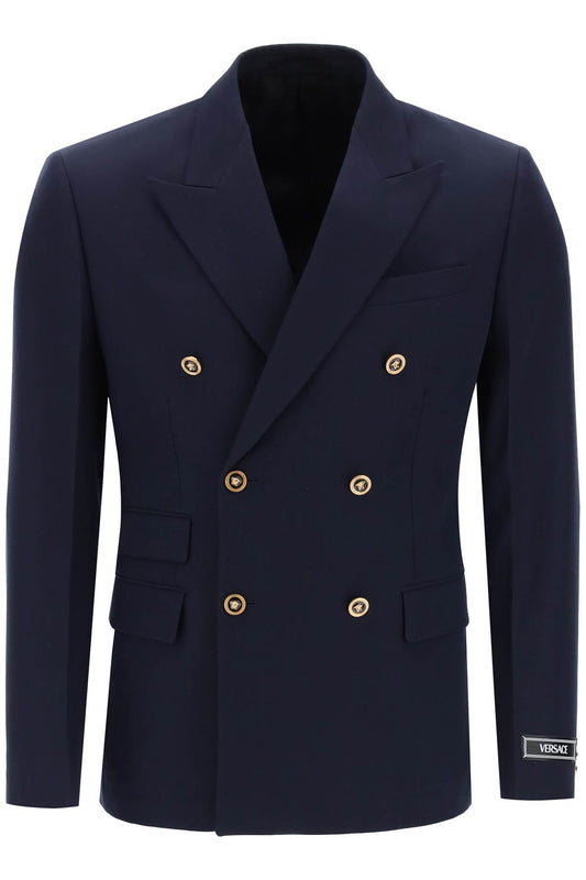 Tailored Jacket With Medusa Buttons  - Blu