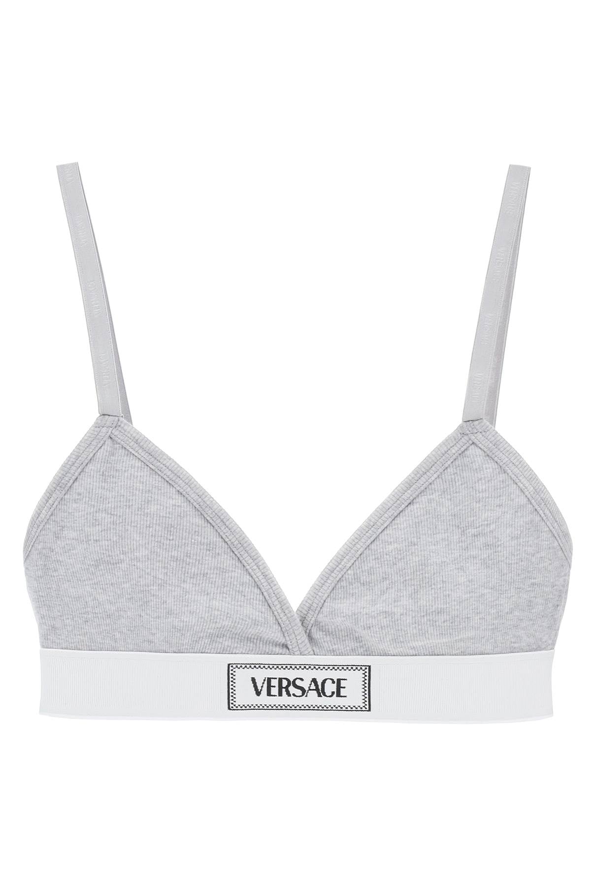 '90s Logo Ribbed Bralette  - Grey