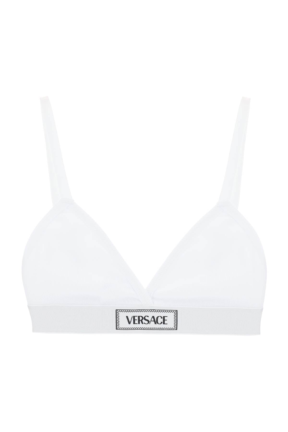 '90s Logo Ribbed Bralette  - Bianco