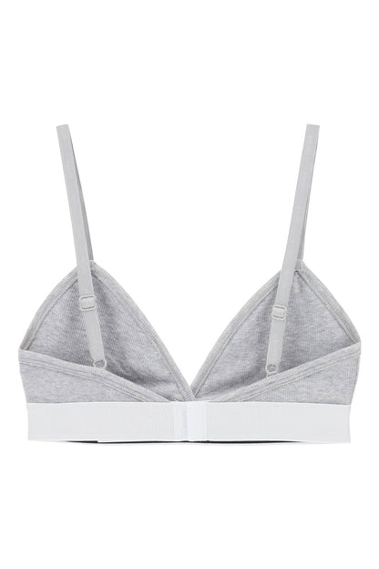 '90s Logo Ribbed Bralette  - Grey