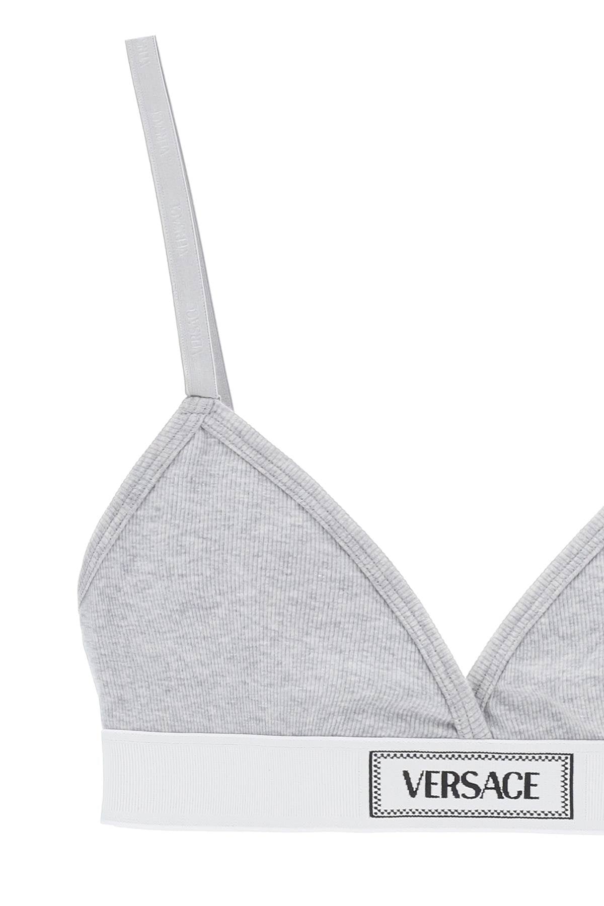 '90s Logo Ribbed Bralette  - Grey