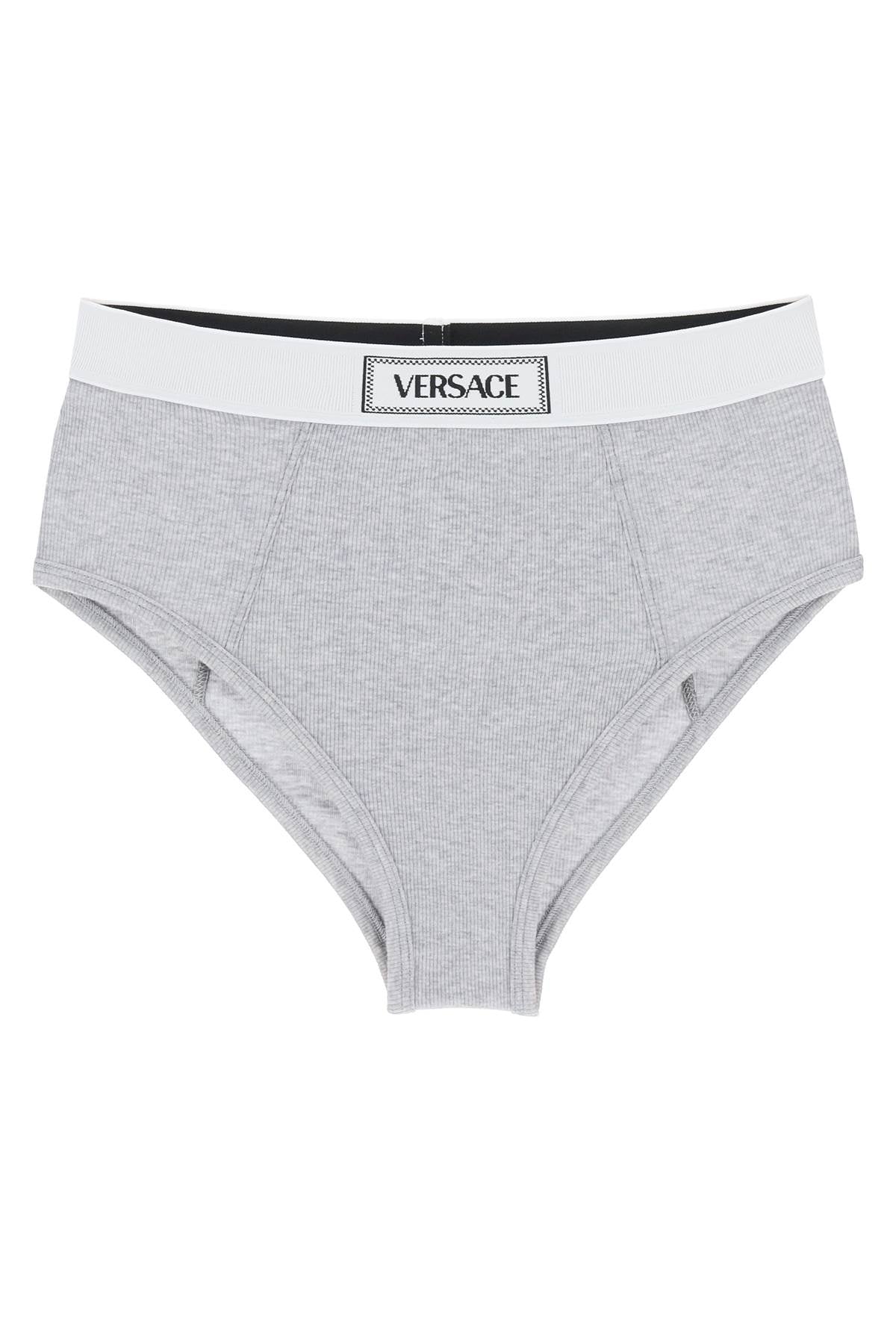 Ribbed Briefs With '90s Logo  - Grey