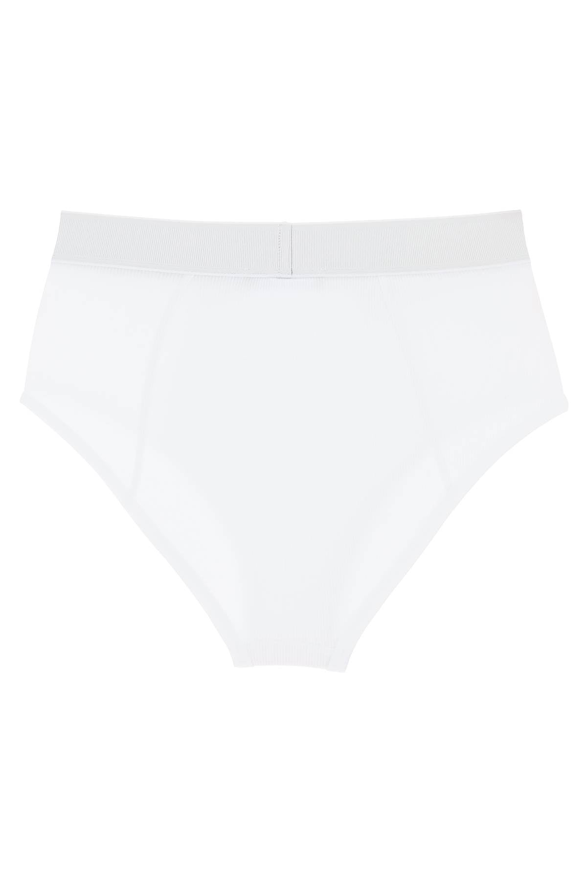 Ribbed Briefs With '90s Logo  - White