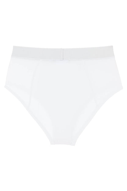 Ribbed Briefs With '90s Logo  - White