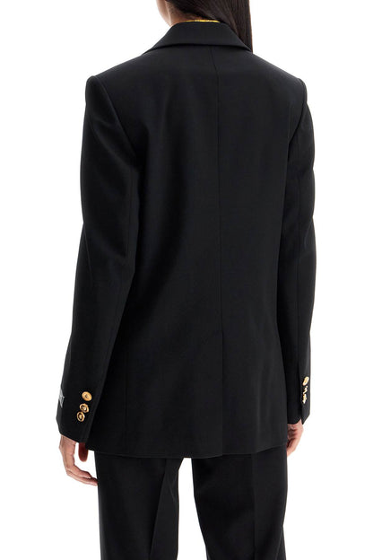 Single-breasted Wool Stretch Blazer  - Black