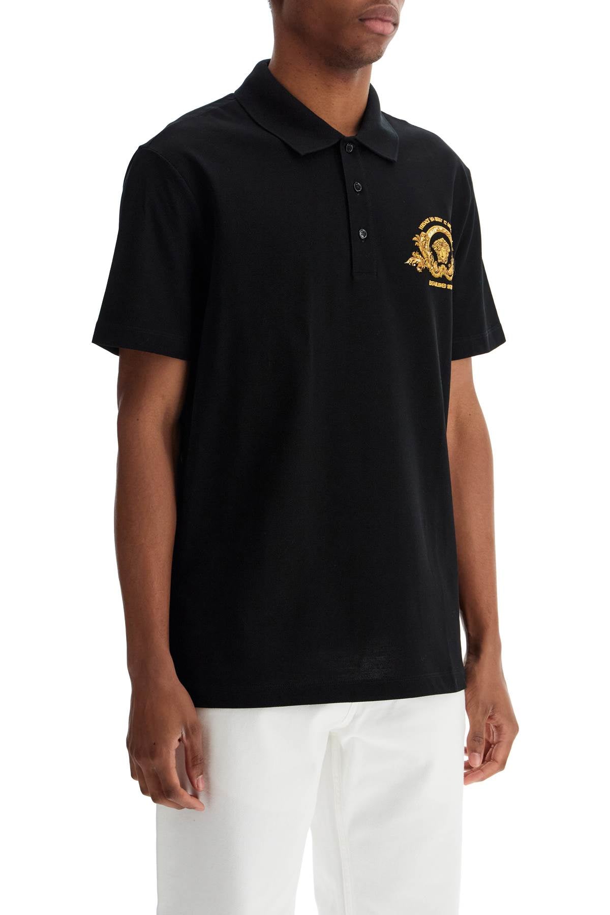 Short-sleeved Polo Shirt With  - Black