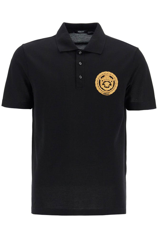 Chain Crest Polo Shirt  - Black