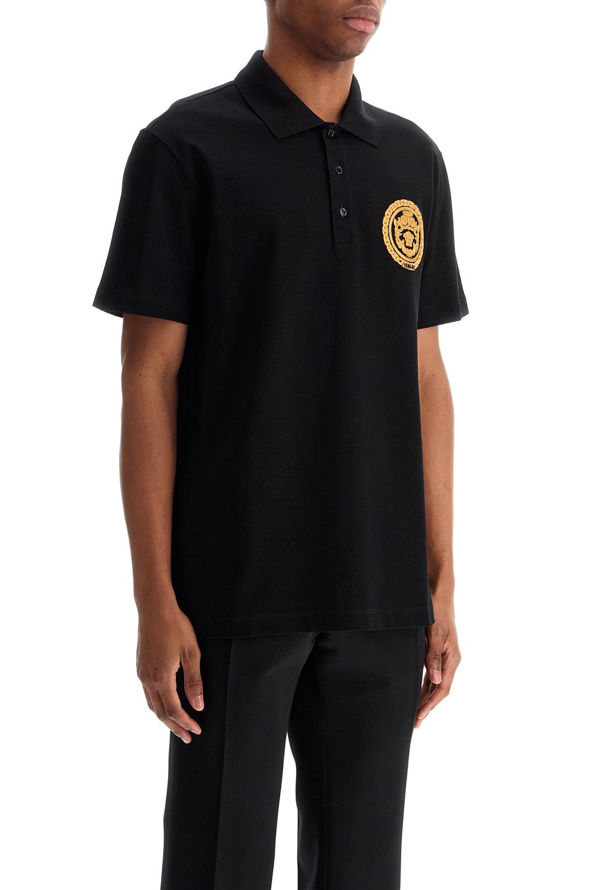 Chain Crest Polo Shirt  - Black